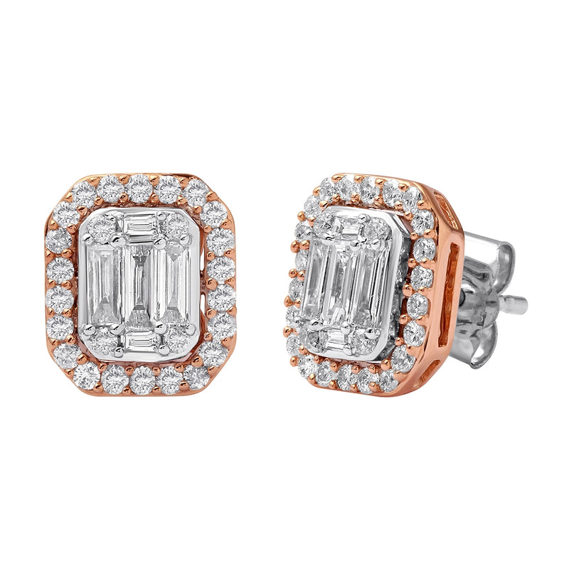 9ct White and Rose Gold 0.75ct Diamond Earrings