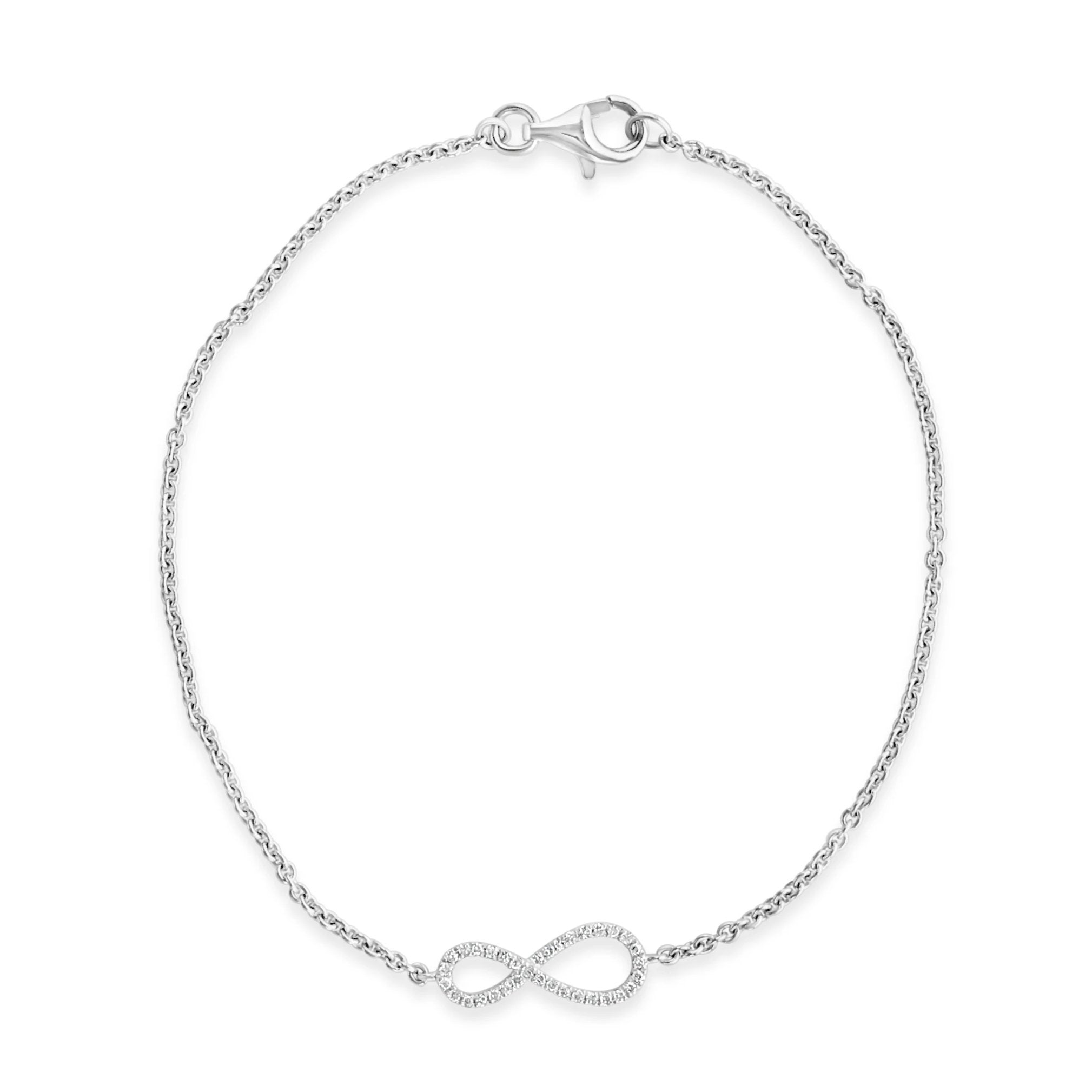 Infinity Bracelet with 0.10ct of Diamonds in Sterling Silver Bracelets Bevilles 