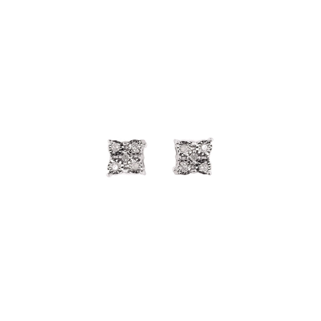 Sterling Silver Diamond Set Miracle Stud Earrings