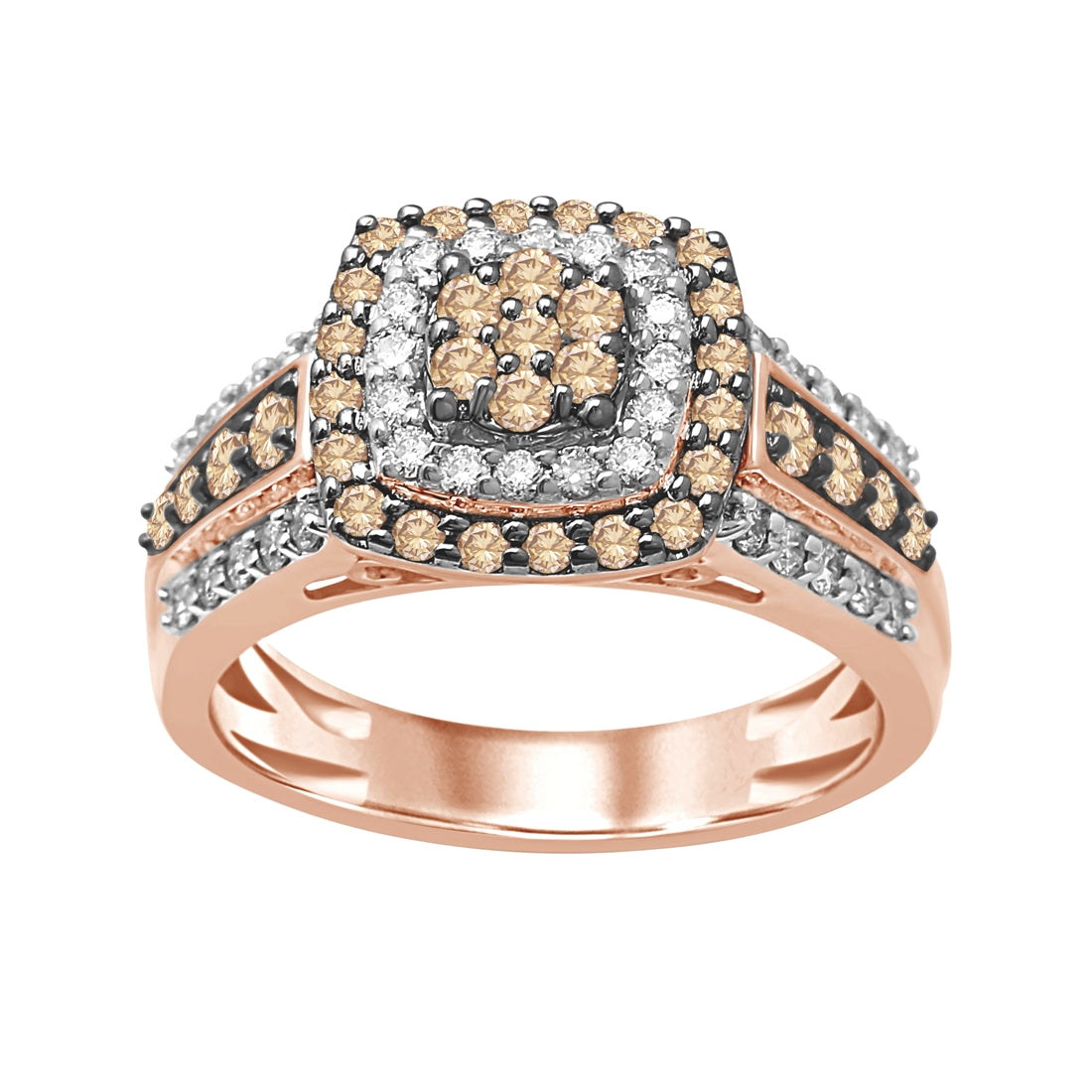 9ct Rose Gold 1.00ct Cognac and White Diamond Ring