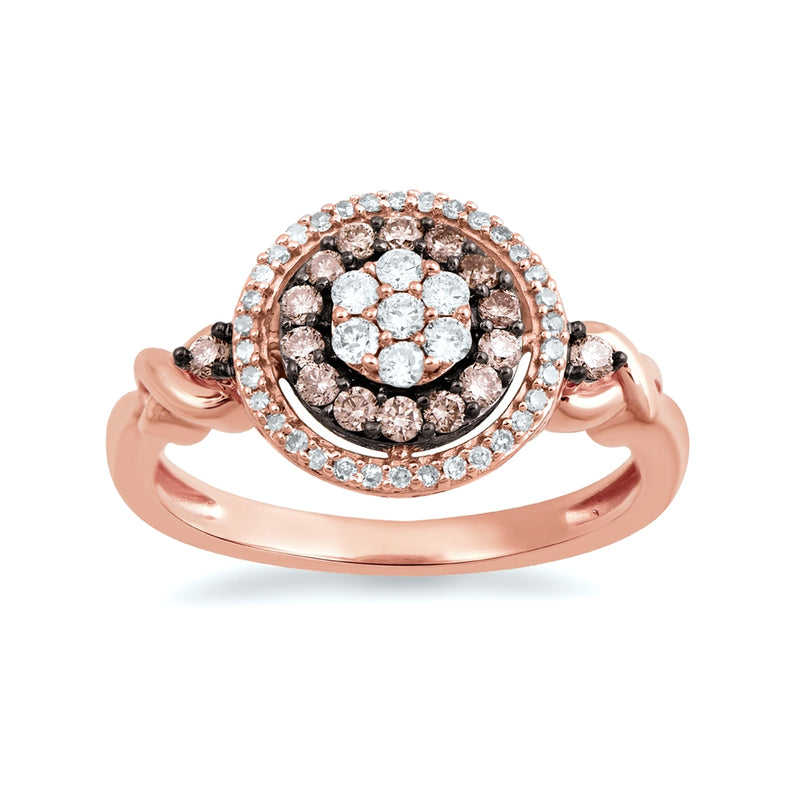 9ct Rose Gold 0.50ct Cognac and White Diamond Ring