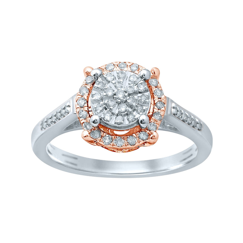 Martina Sterling Silver & 9ct Rose Gold 0.10ct Diamond Ring