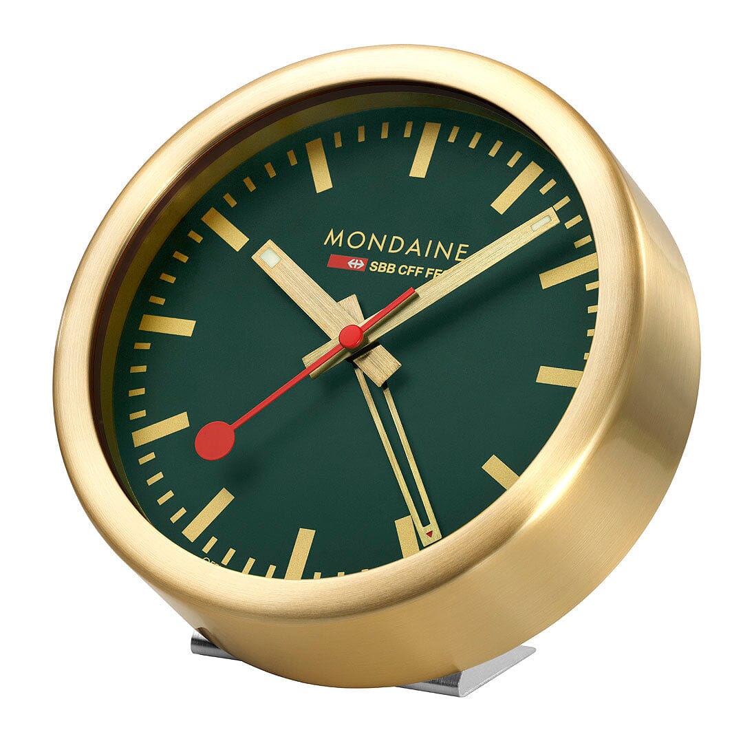 Mondaine Official Swiss Railways Forest Green Alarm Clock 125mm Clock Mondaine 