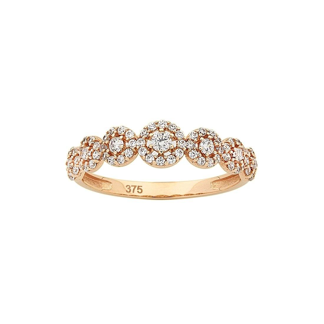 9ct Rose Gold Cubic Zirconia Multi Halo Stackable Ring Rings Bevilles 