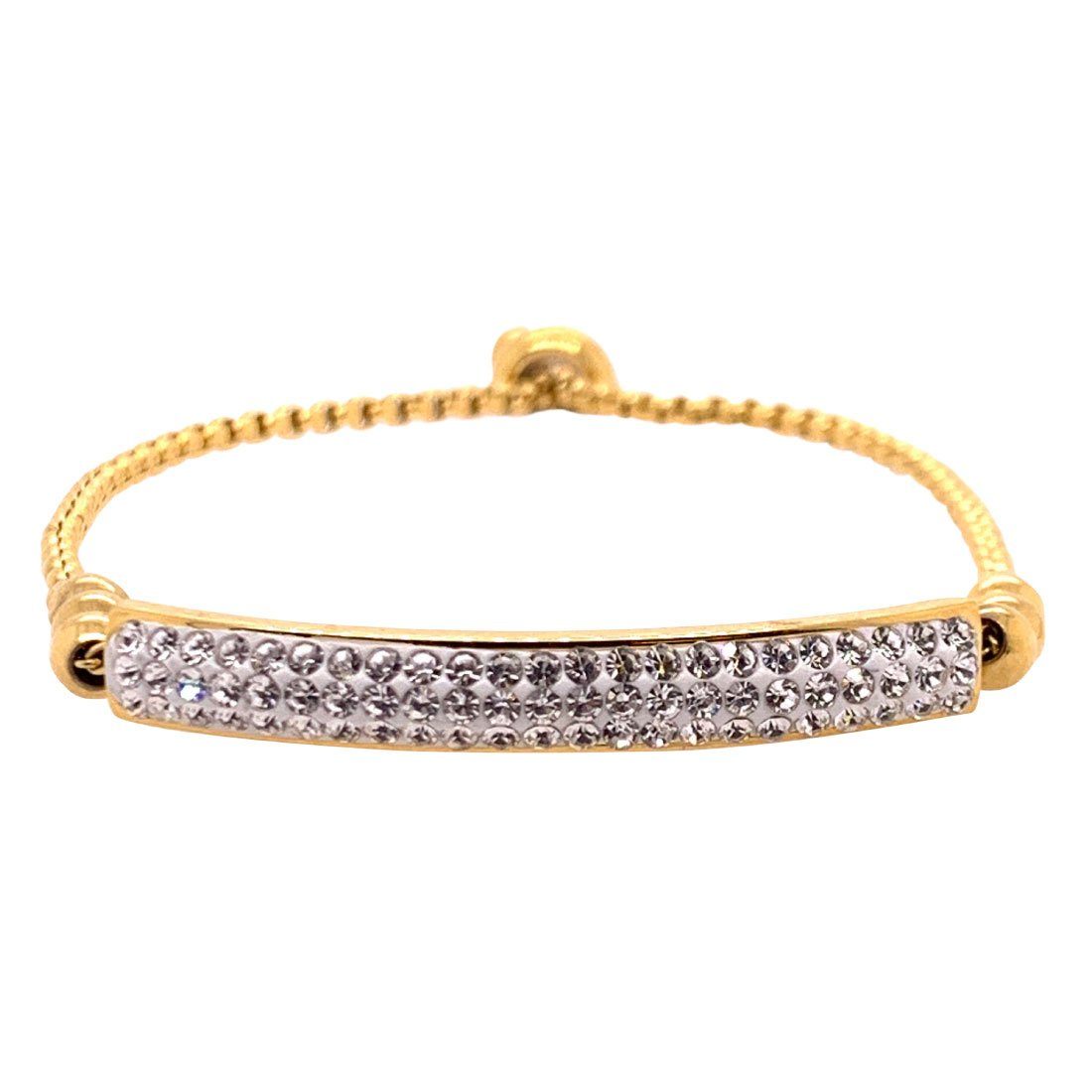 Children's Gold Stainless Steel Pave Crystal ID Bracelet Bracelets Bevilles 