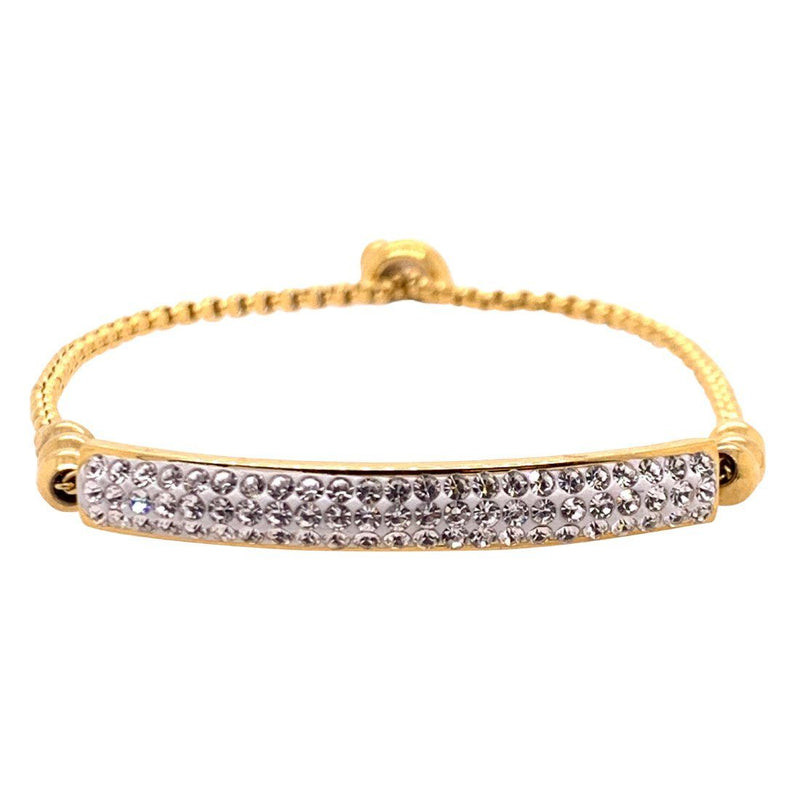 Children's Gold Stainless Steel Pave Crystal ID Bracelet Bracelets Bevilles 