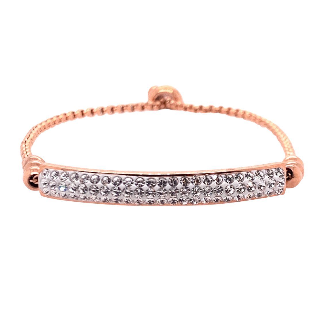 Children's Rose Stainless Steel Pave Crystal ID Bracelet Bracelets Bevilles 