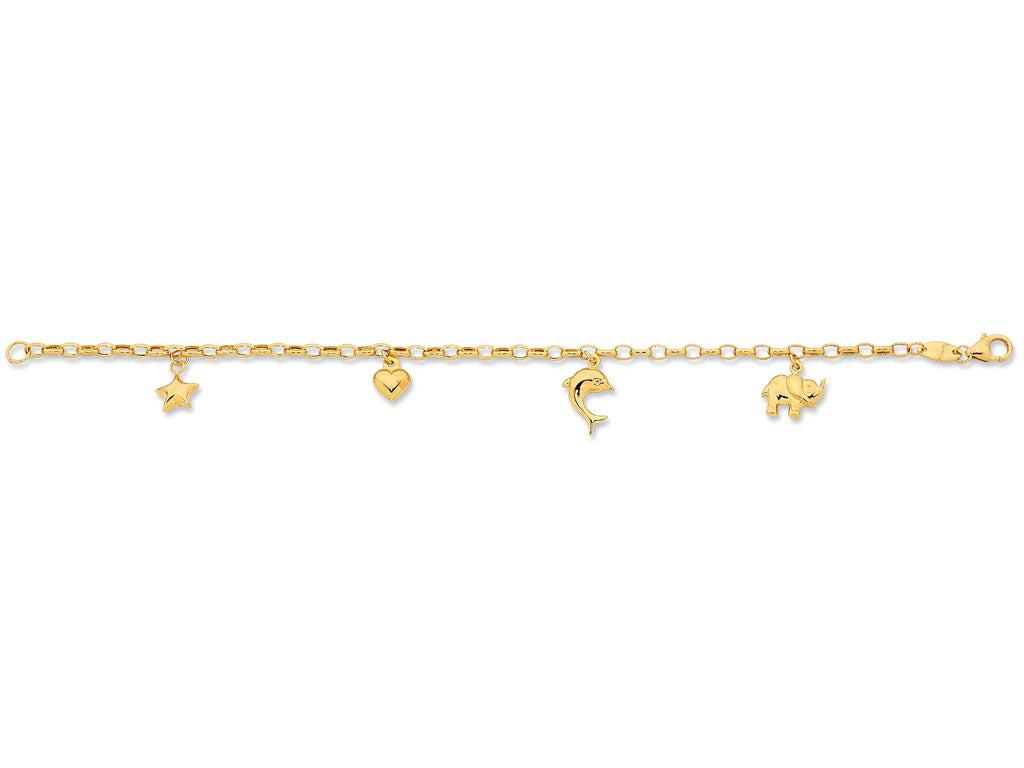 Children's 9ct Yellow Gold Silver Infused Charm Bracelet