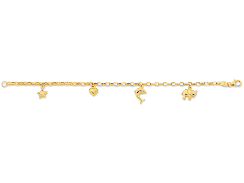 Children's 9ct Yellow Gold Silver Infused Charm Bracelet