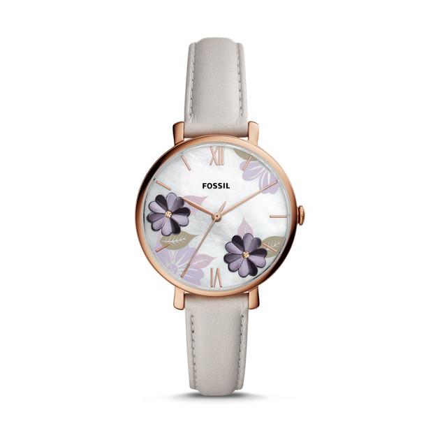 Fossil Jacqueline Three-Hand Mineral Grey Floral Leather Watch ES4672P Watches Fossil 