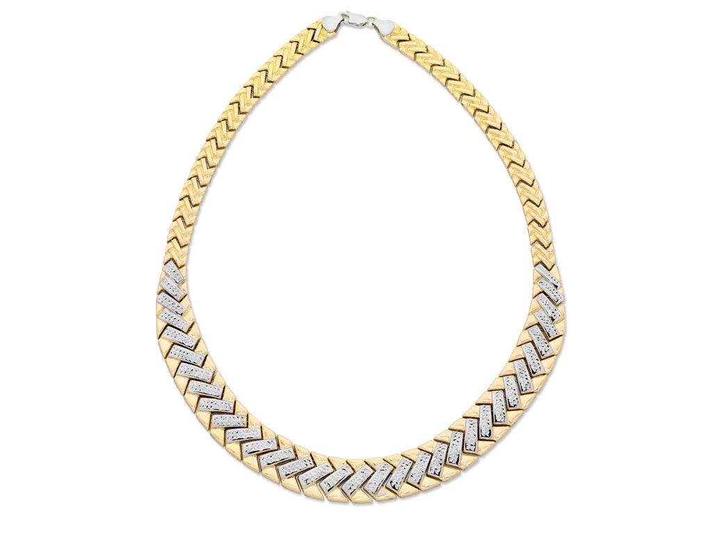 9ct 2 Tone Gold Silver Infused Fancy Necklace