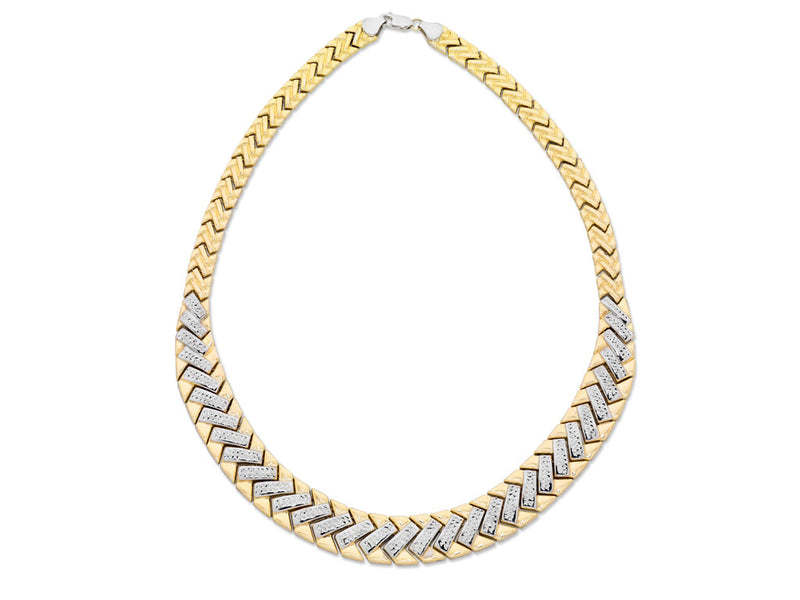 9ct 2 Tone Gold Silver Infused Fancy Necklace
