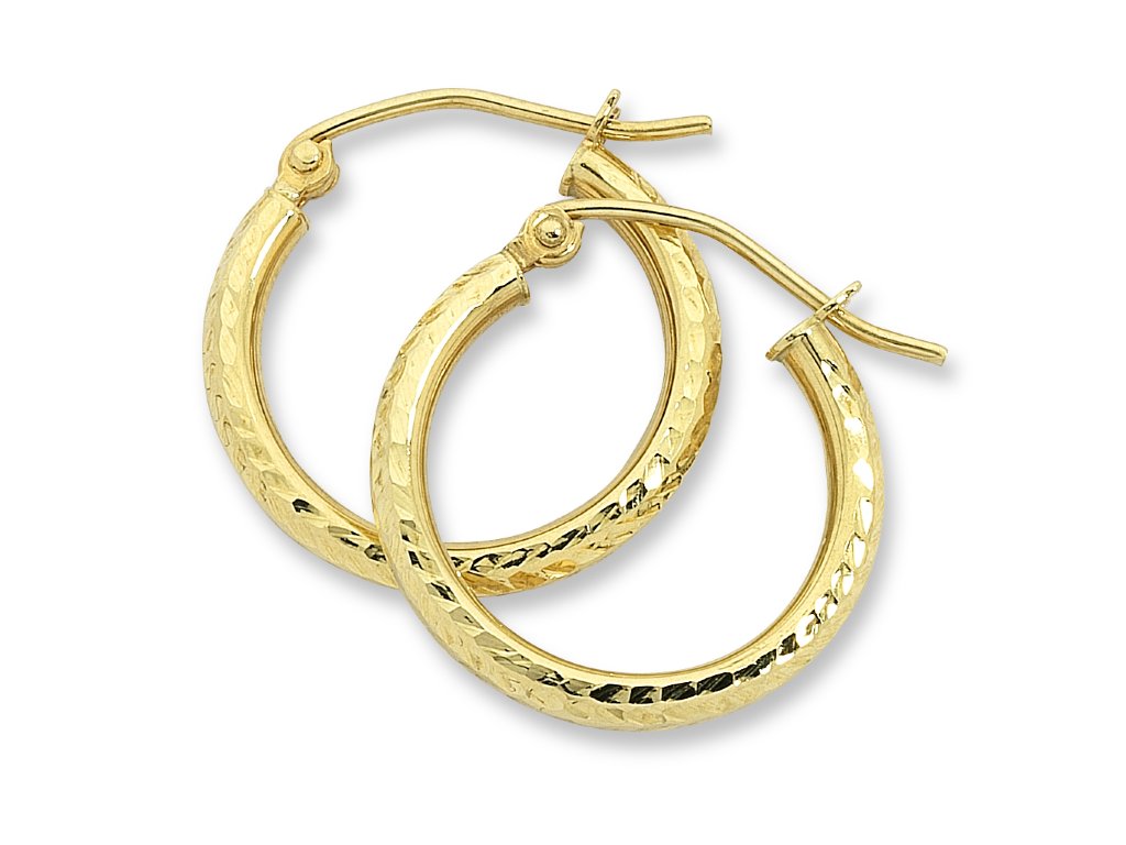 9ct Yellow Gold Silver Infused Hoop Earrings