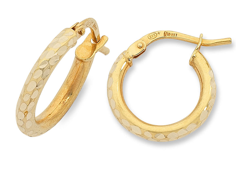 9ct Yellow Gold Silver Infused Hoops