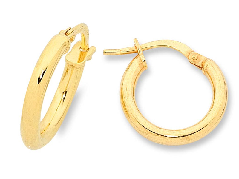 9ct Yellow Silver Infused Hoop Earrings