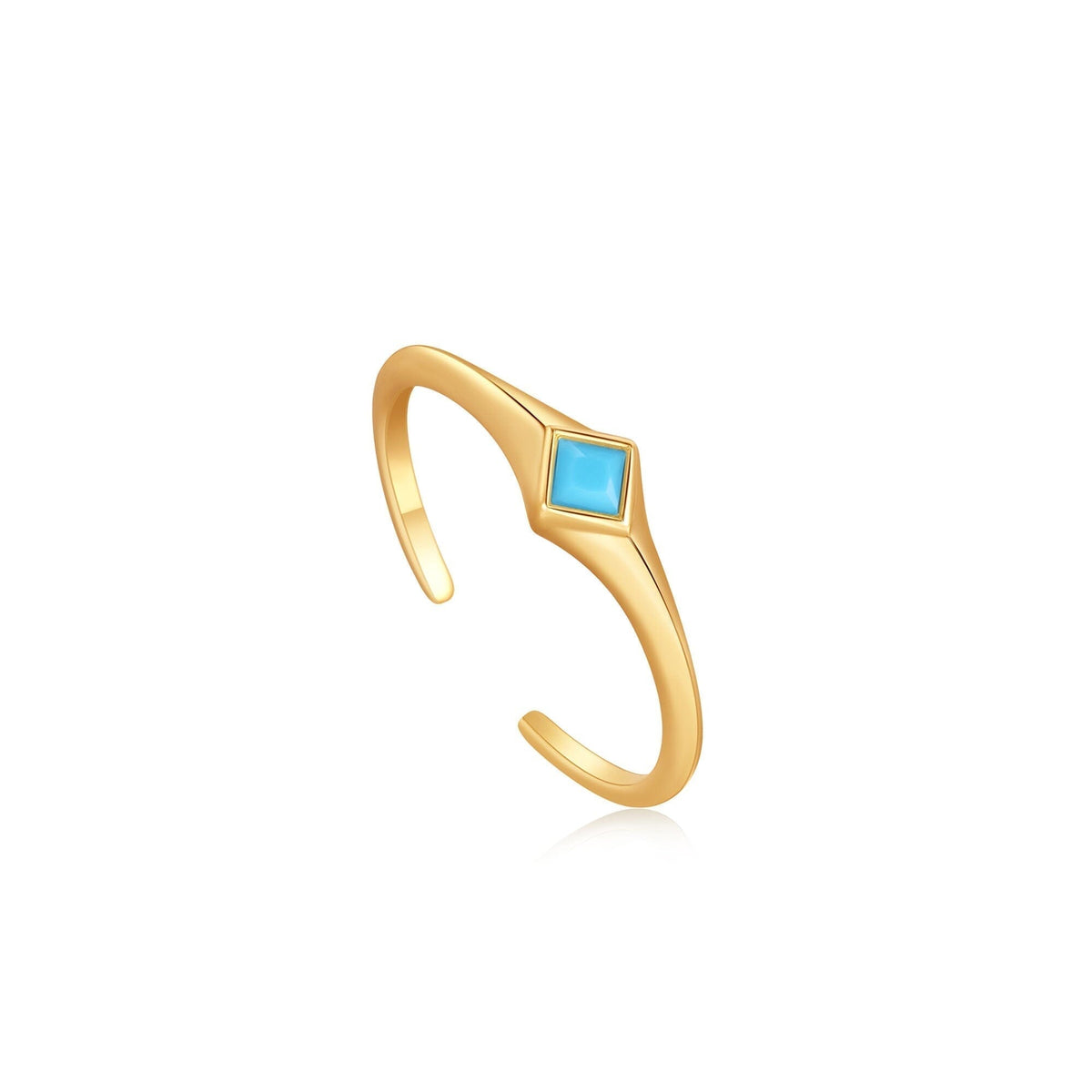 Ania Haie Turquoise Mini Signet Gold Adjustable Ring Rings Ania Haie 