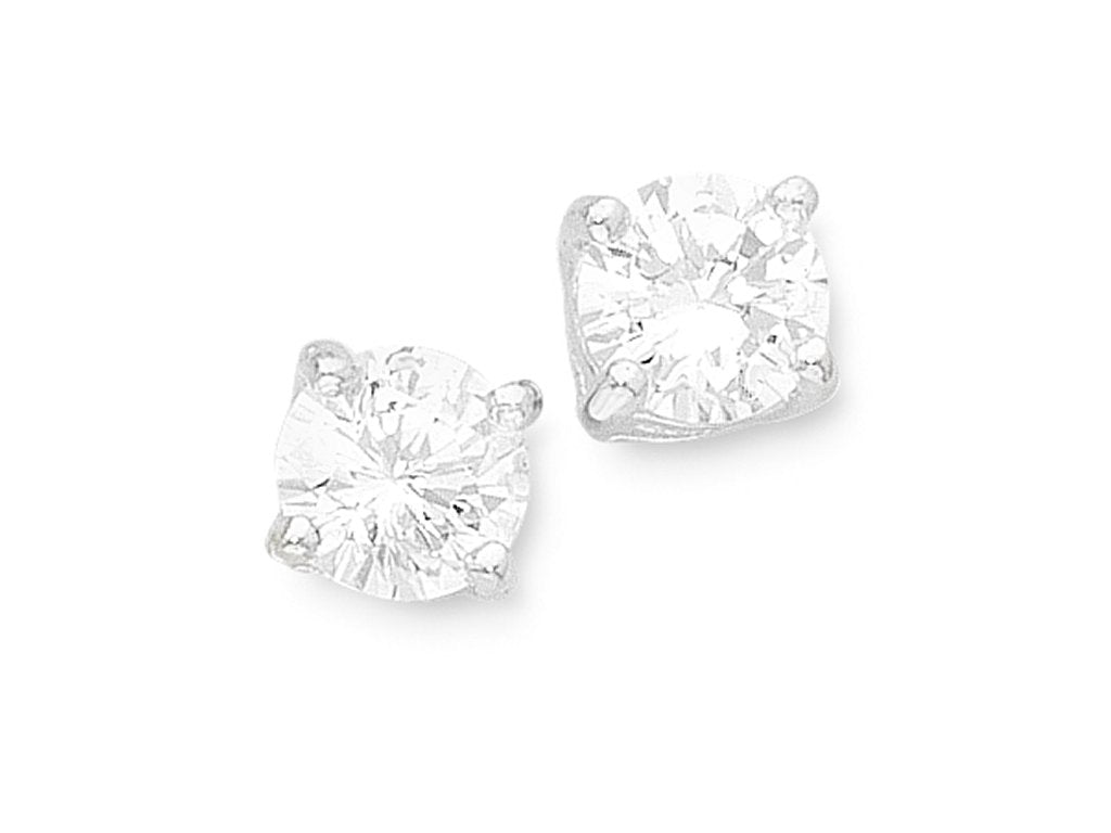 Sterling Silver 6mm Cubic Zirconia Stud Earrings