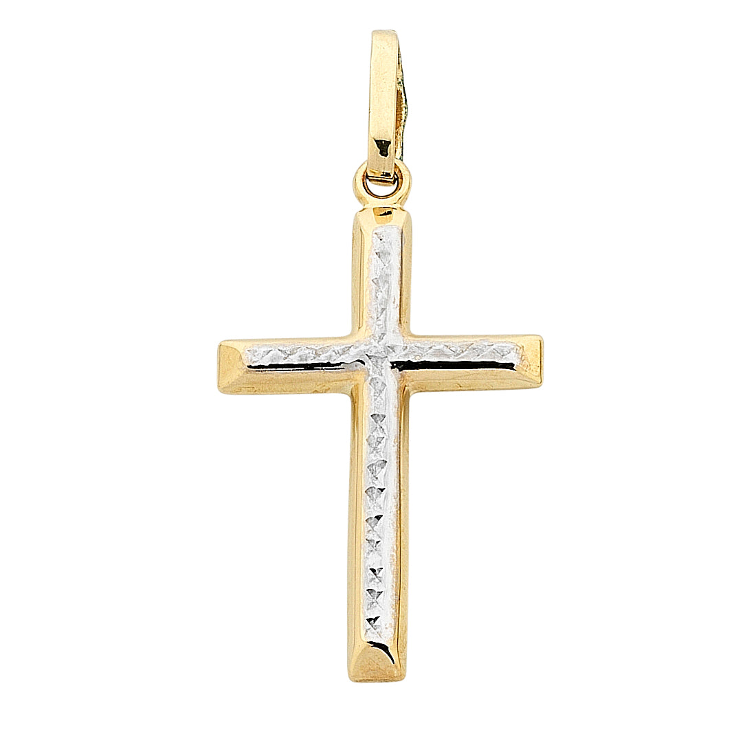 9ct Two Tone Gold Cross Pendant