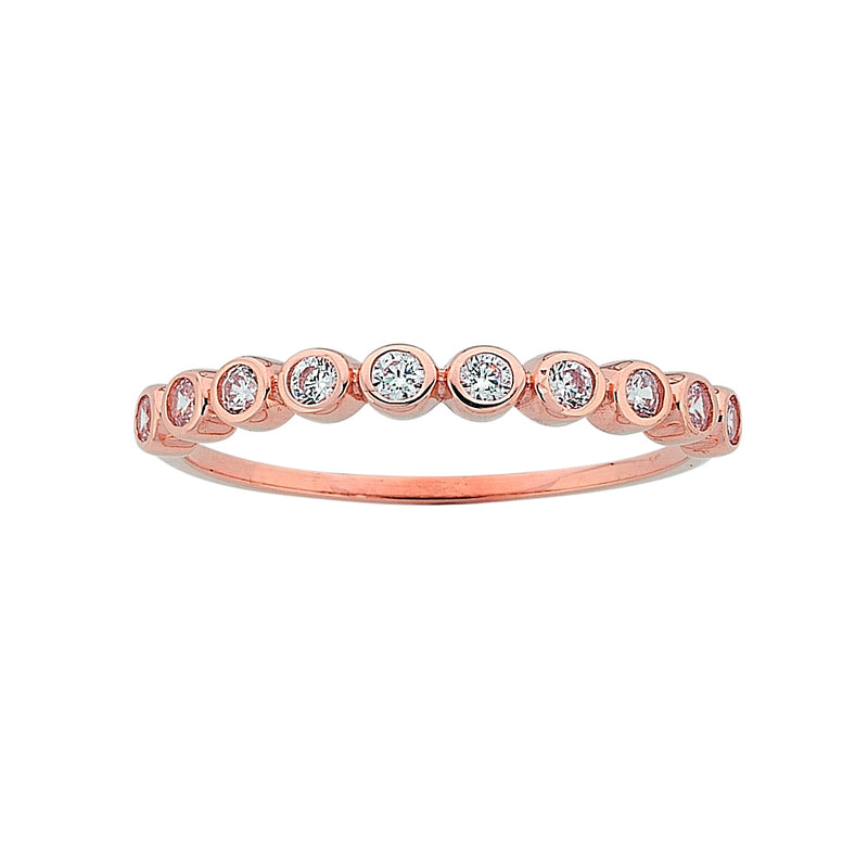 9ct Rose Gold Cubic Zirconia Bezel Channel Set Stackable Ring