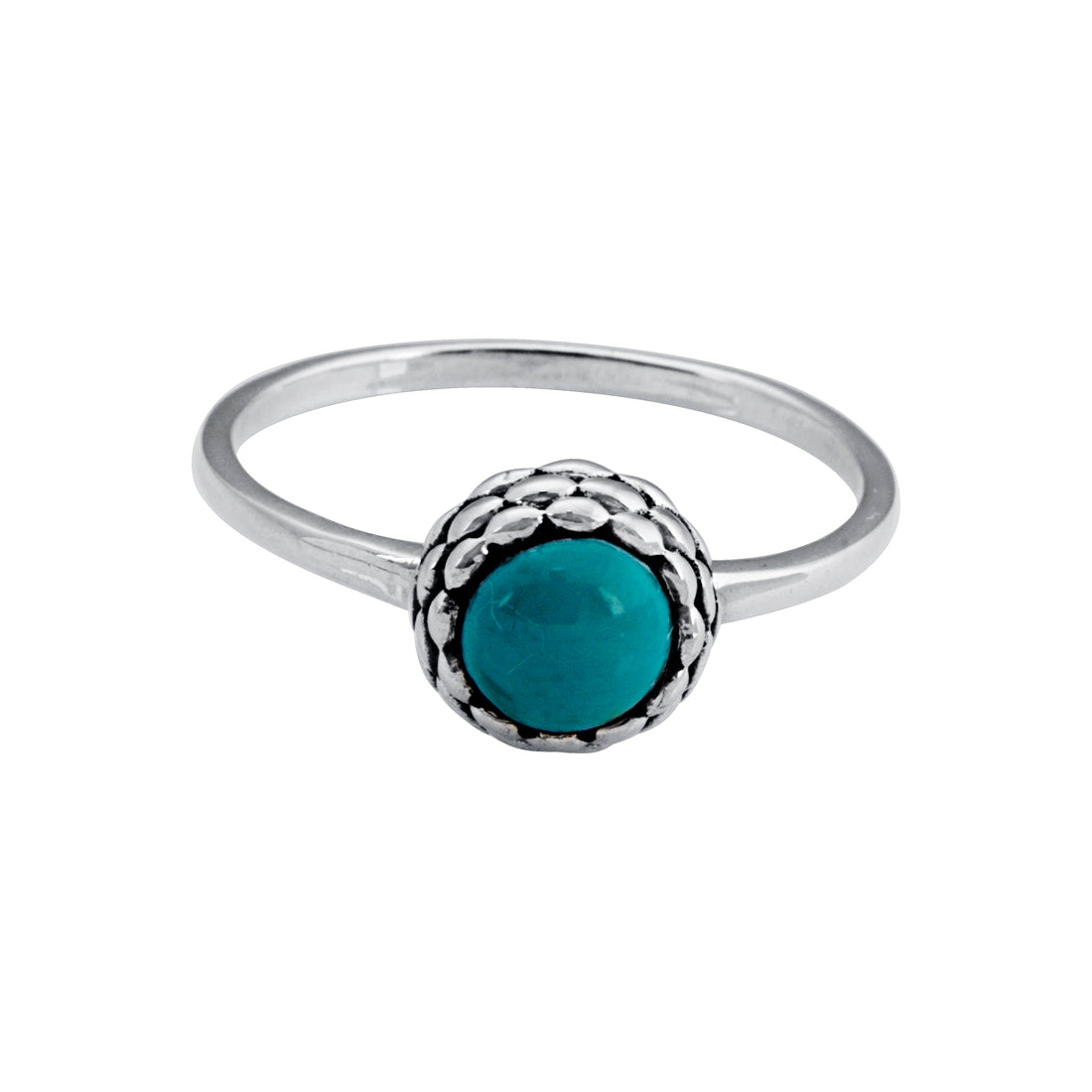 Sterling Silver Green Centre Stone Stackable Ring