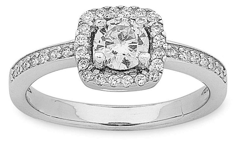 Sterling Silver Cubic Zirconia Cushion Ring