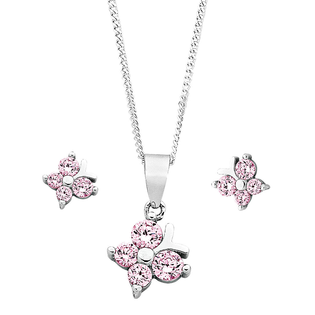 Children's Sterling Silver Butterfly Earring & Necklace Set
