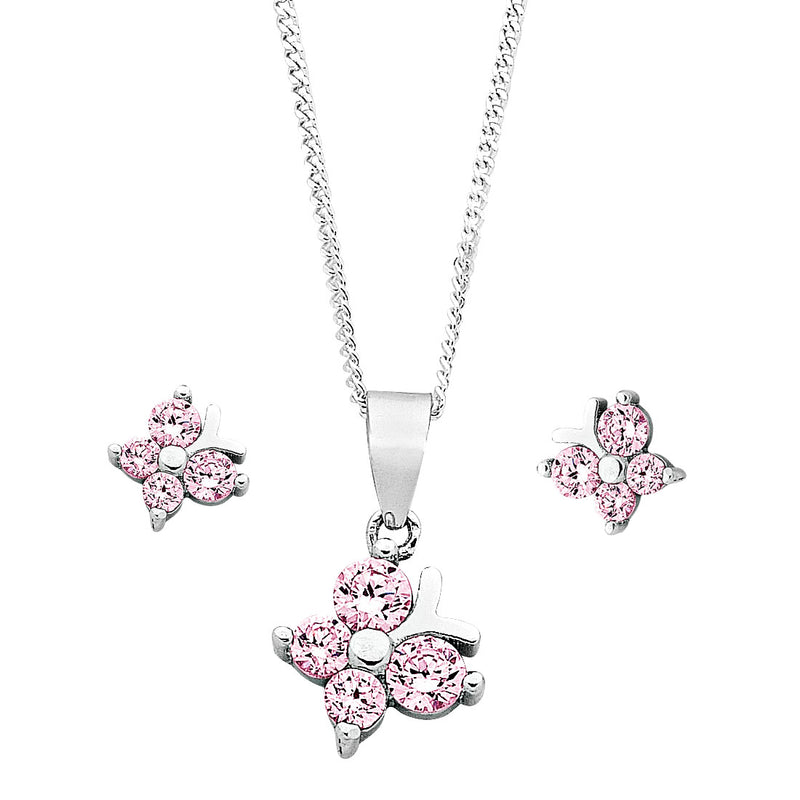 Children's Sterling Silver Butterfly Earring & Necklace Set