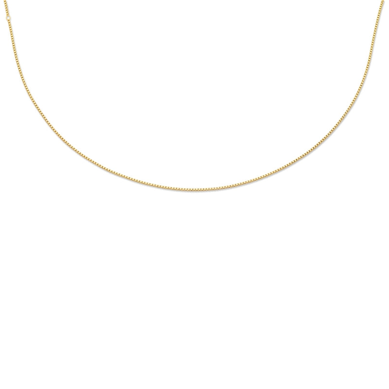 9ct Yellow Gold Silver Infused Box Chain Necklace 55cm