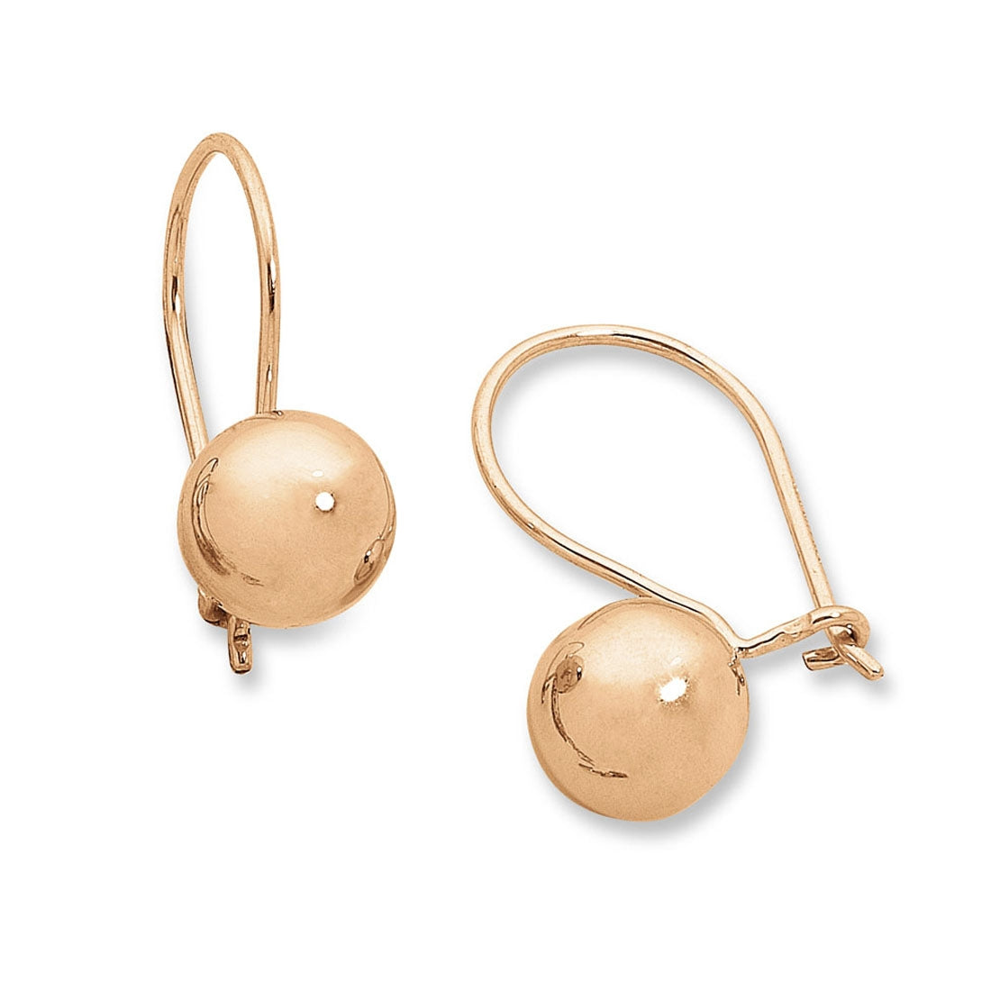 9ct Rose Gold Silver Infused Euro Ball Earrings 8mm