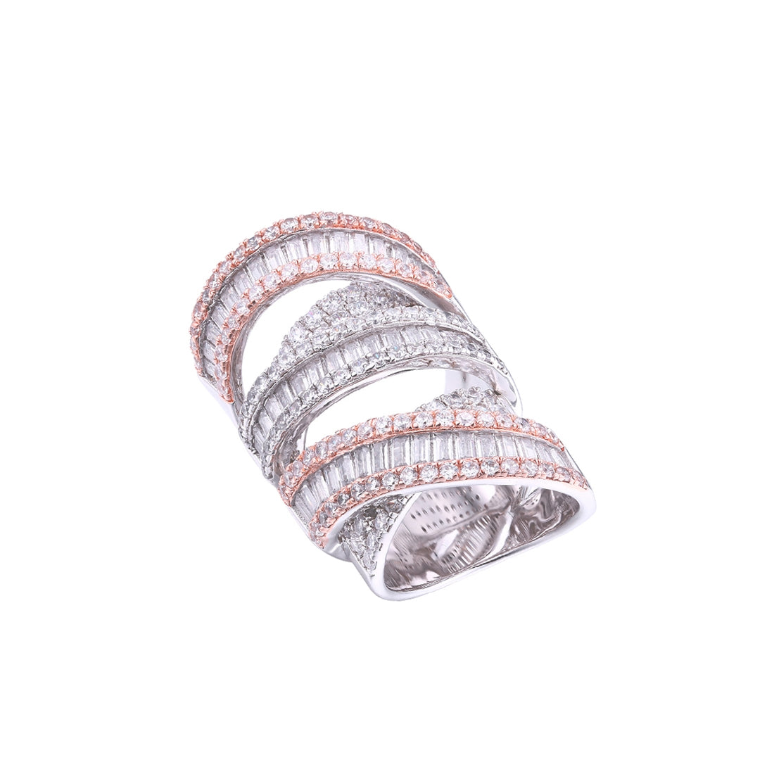 Gina Liano 2 Tone Rose And Silver Swirl Ring