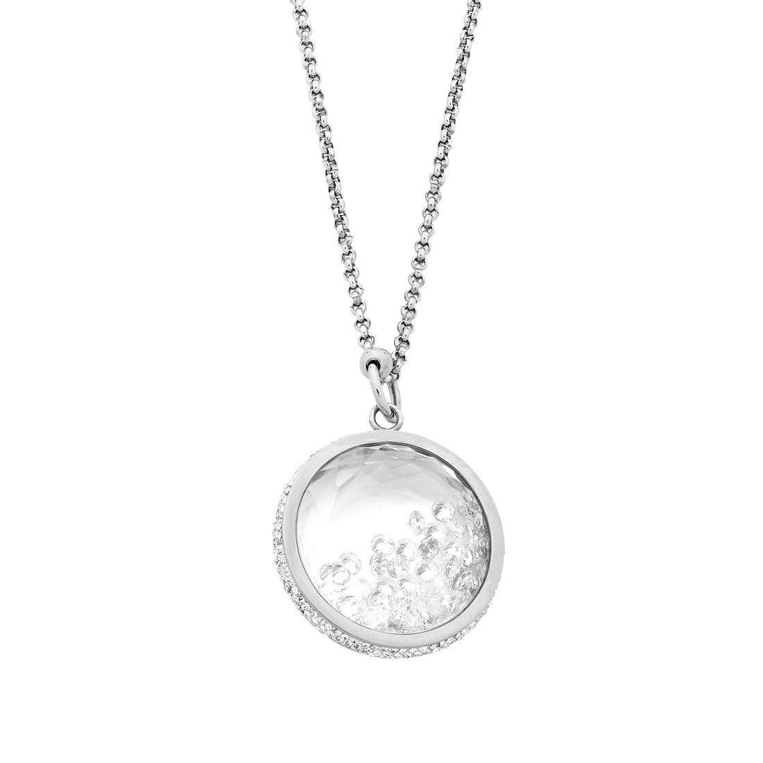 Stainless Steel Crystal Locket Necklace