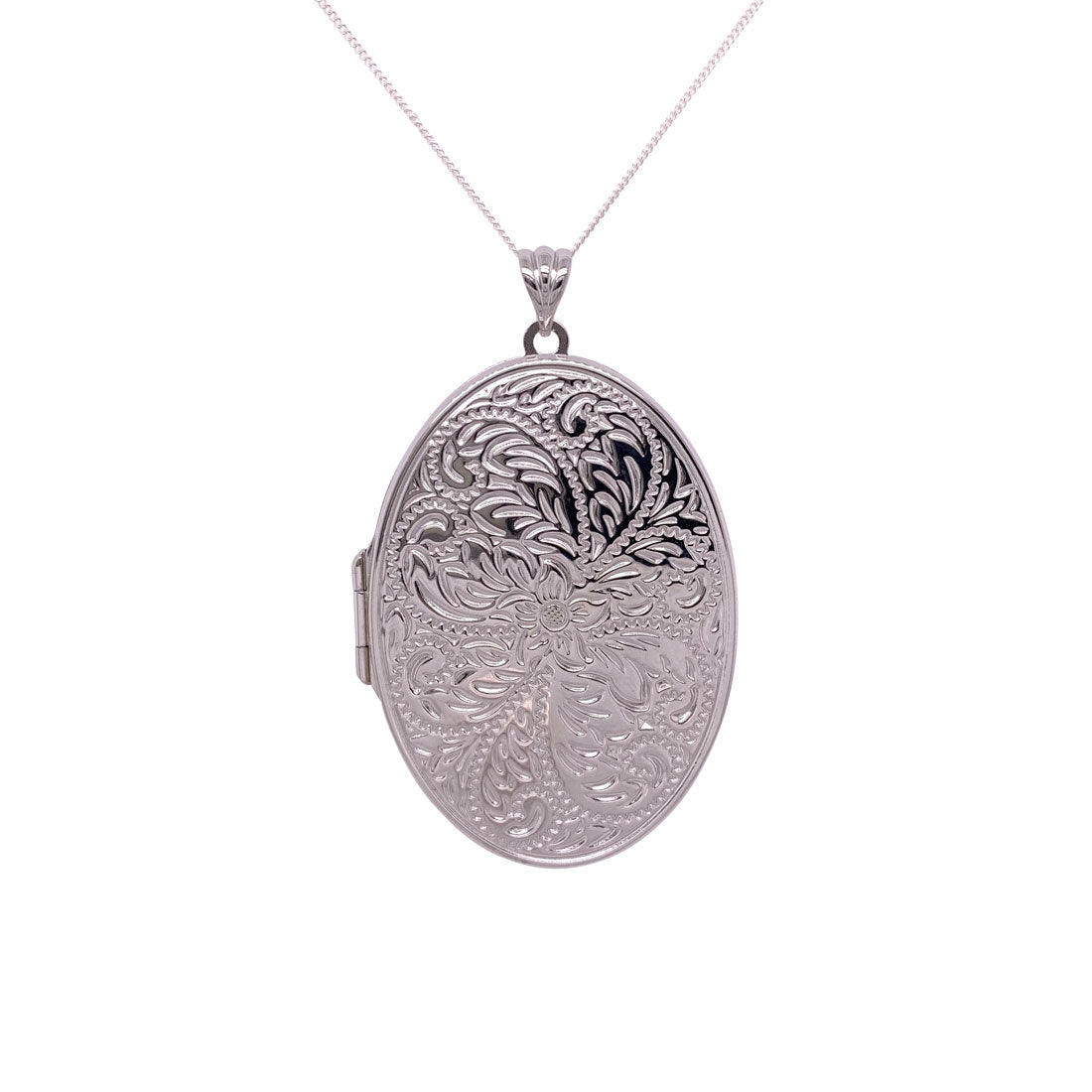 Sterling Silver Filigree Large Oval Locket