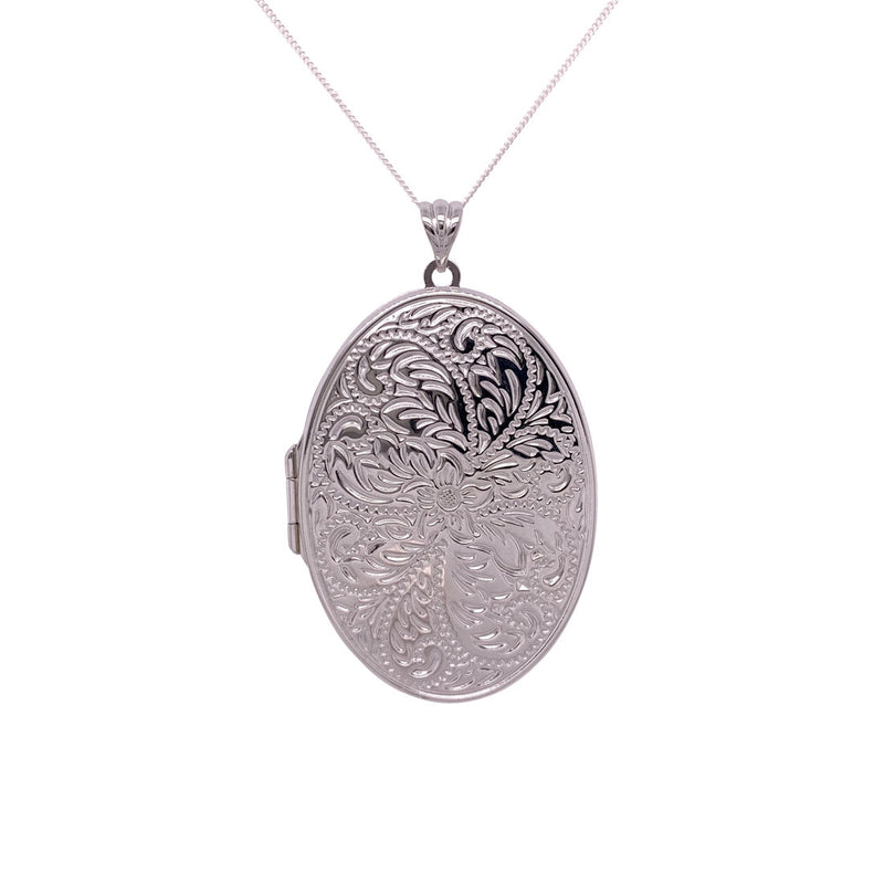 Sterling Silver Filigree Large Oval Locket