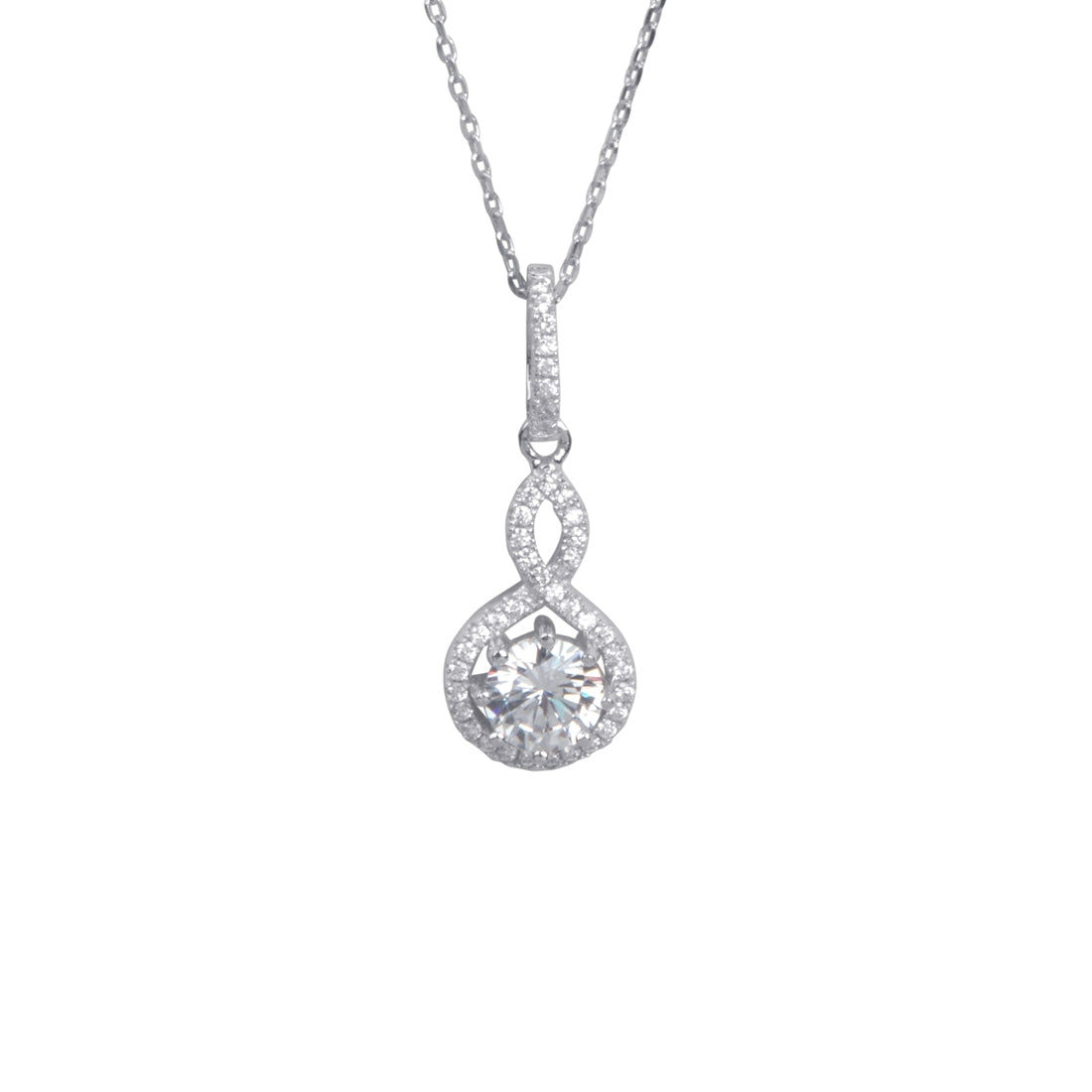 Sterling Silver Cubic Zirconia Loop Drop Necklace