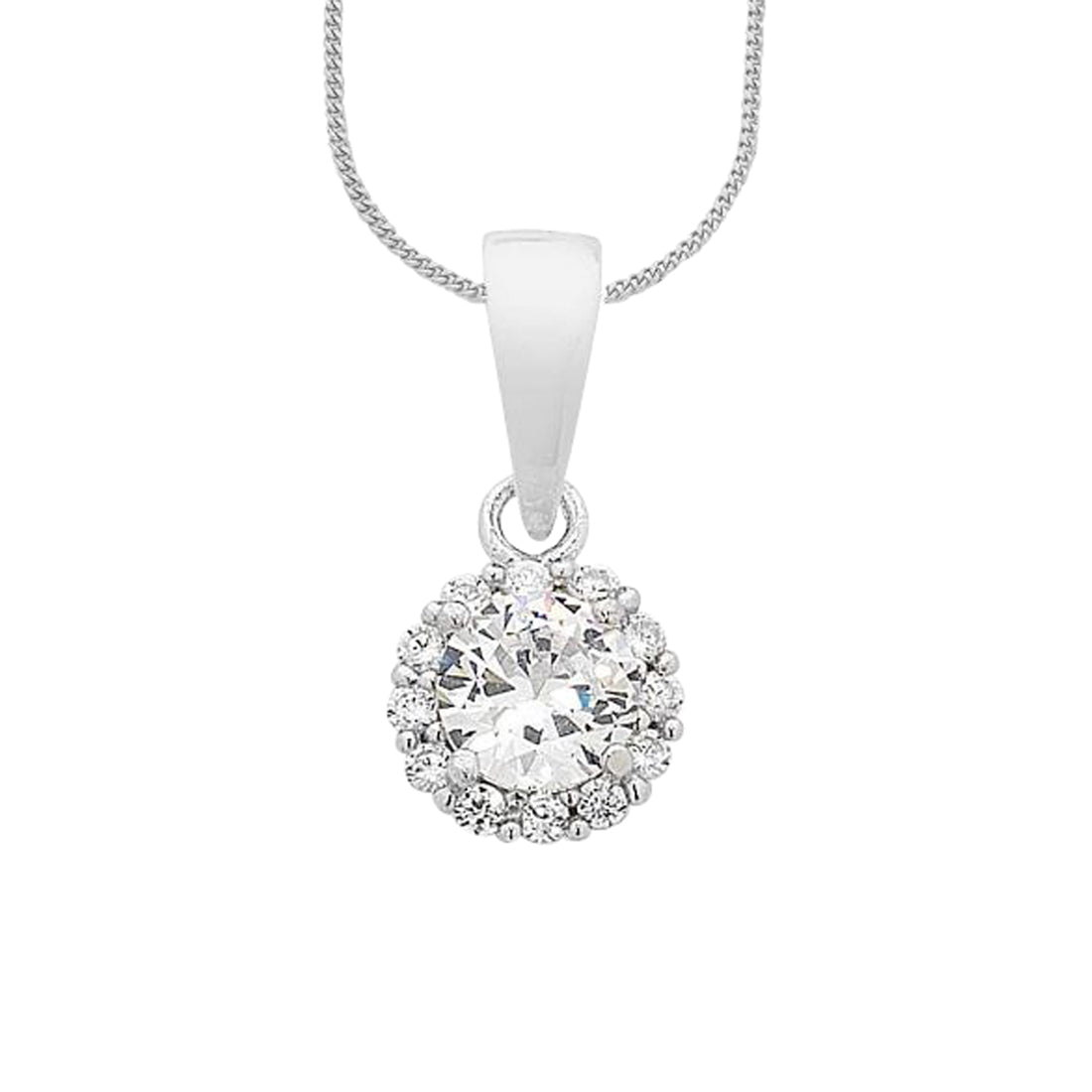 Sterling Silver Cubic Zirconia Halo Necklace